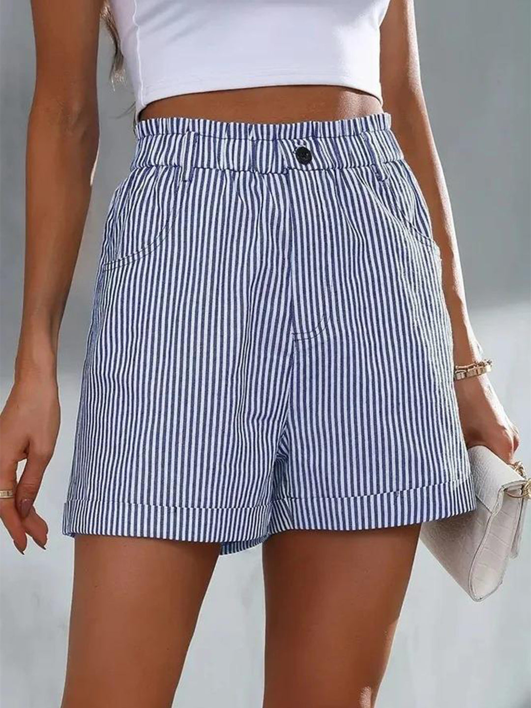 Striped Shorts with Pockets