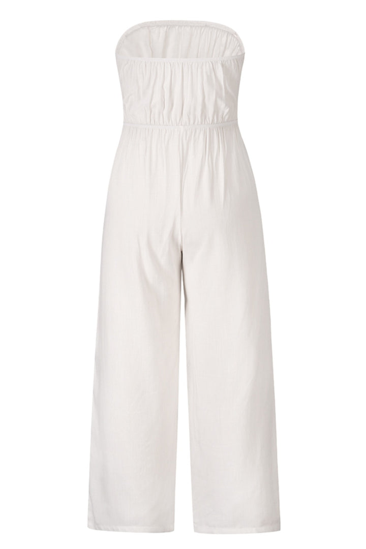 Tied Cutout Tube Wide Leg Jumpsuit