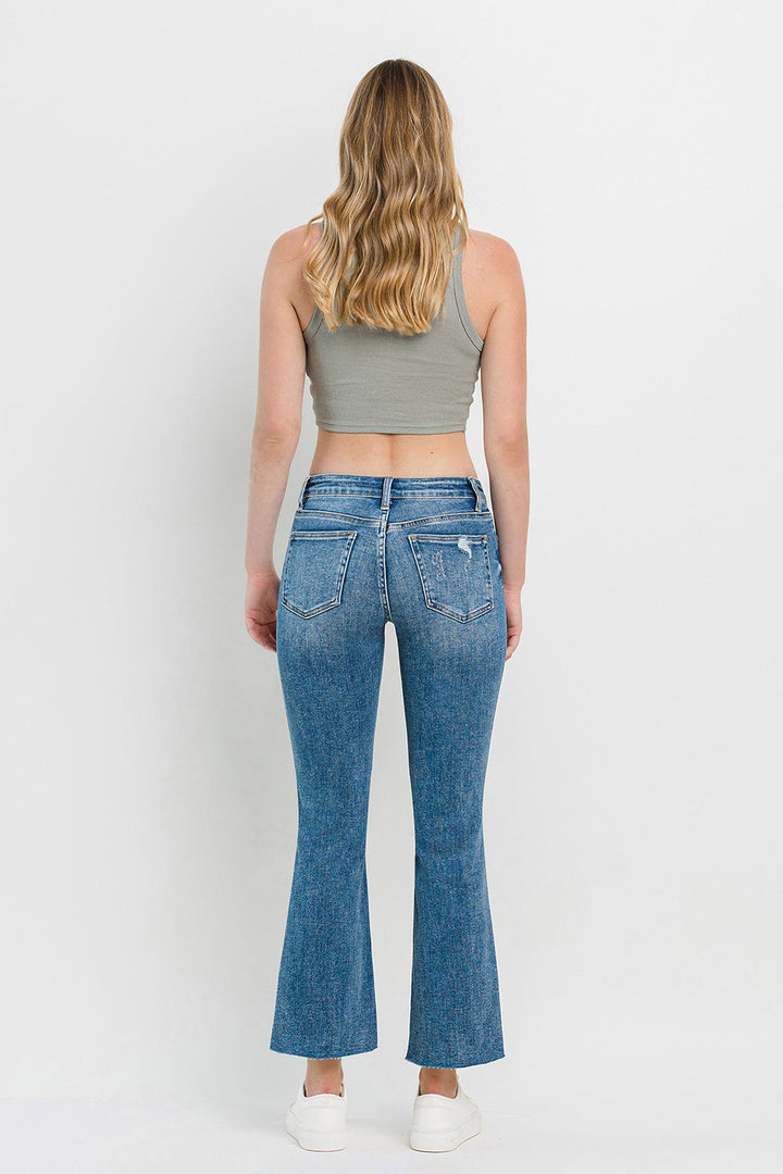 Vervet by Flying Monkey Mid Rise Distressed Cropped Flare Jeans