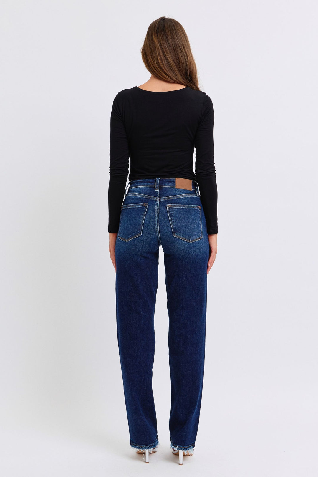 Judy Blue Raw Hem Straight Leg Jeans