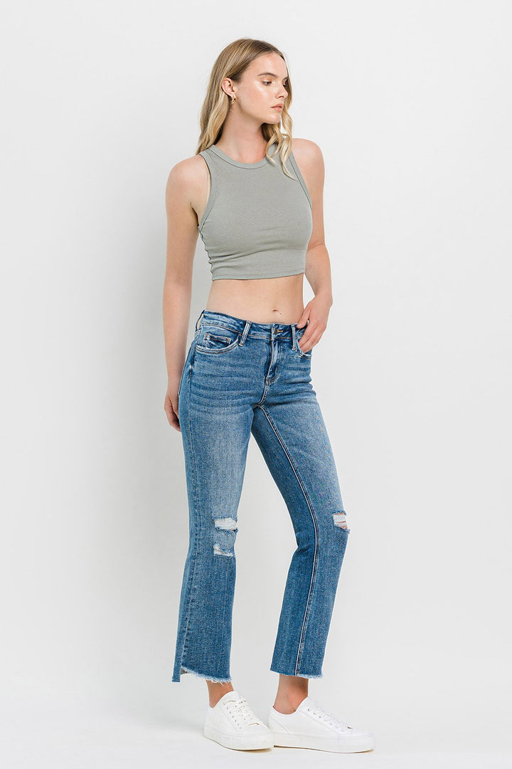 Vervet by Flying Monkey Mid Rise Distressed Cropped Flare Jeans