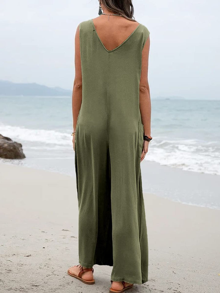 Wide Strap Jumpsuit with Pockets