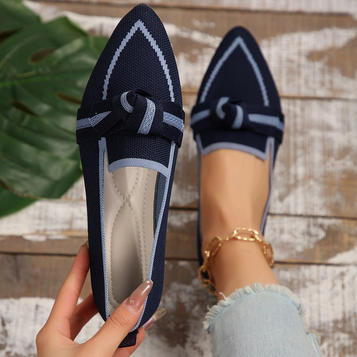 Bow Contrast Trim Point Toe Loafer