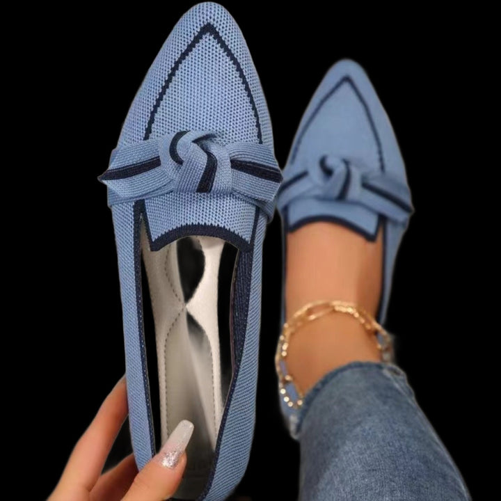 Bow Contrast Trim Point Toe Loafer