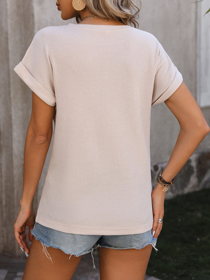 Mandy Cable-Knit Round Neck Short Sleeve T-Shirt