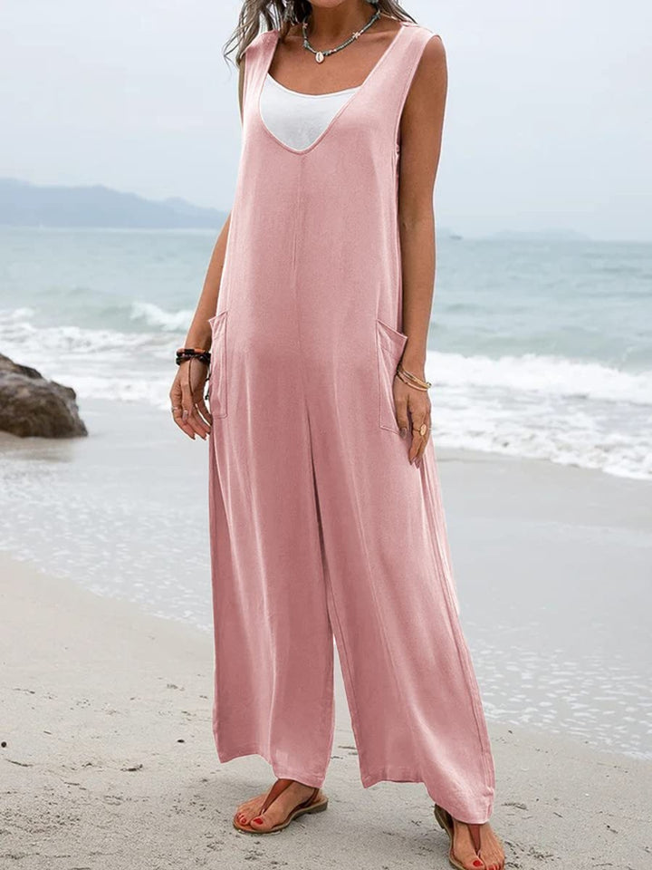 Wide Strap Jumpsuit with Pockets