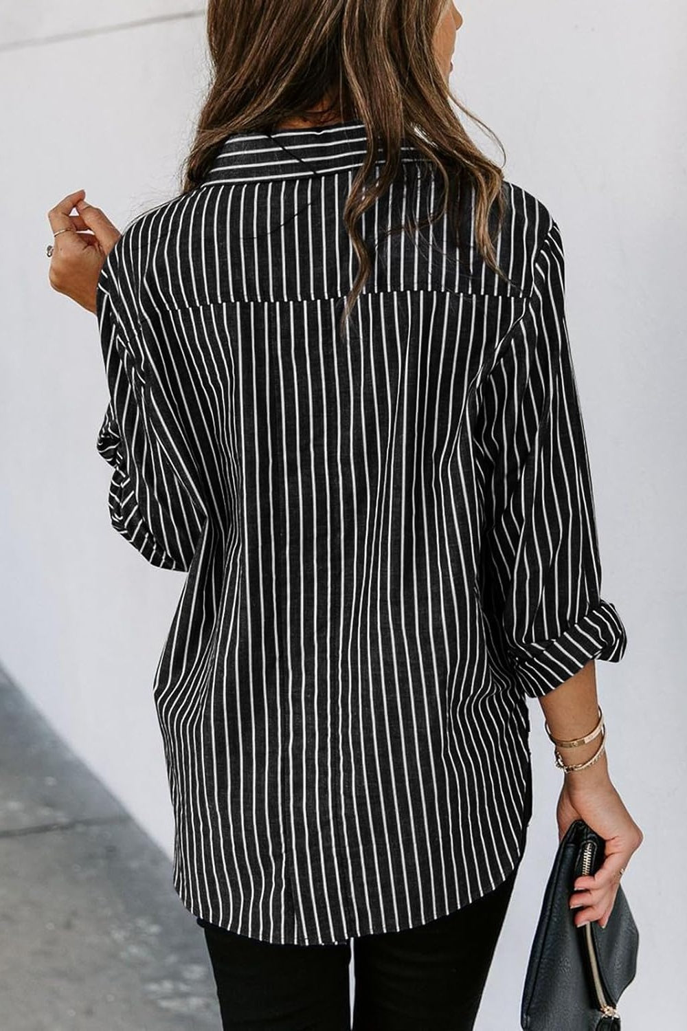 Lovelet Striped Button Up Long Sleeve Shirt