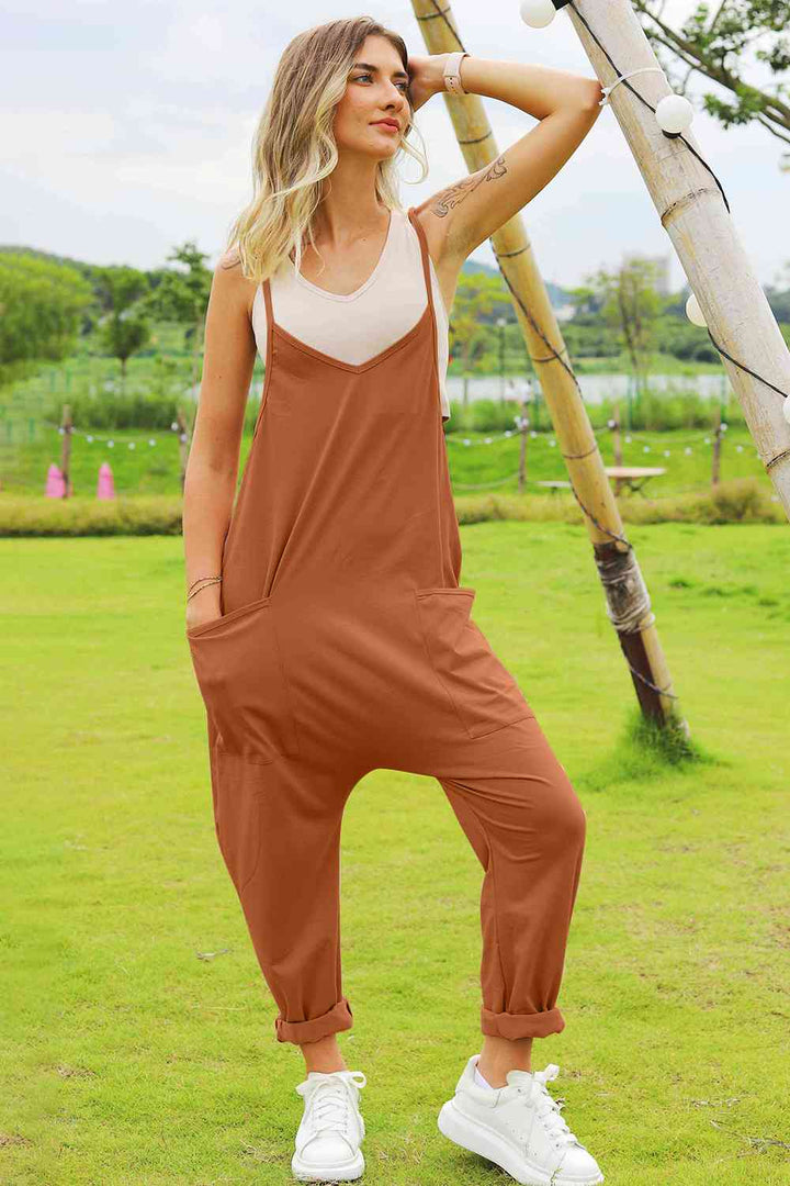 Double Take Sleeveless V-Neck Pocketed Jumpsuit