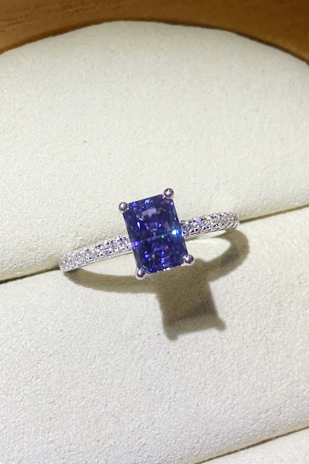 Blue Moissanite Ring | Silver Moissanite Ring | Love & Payne