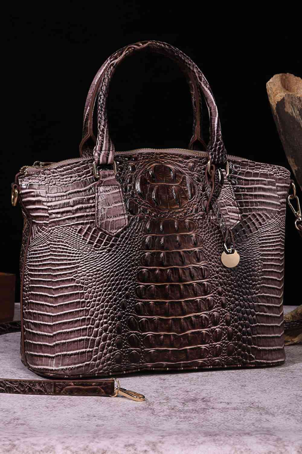 Gradient Color Crocodile Leather Handbag