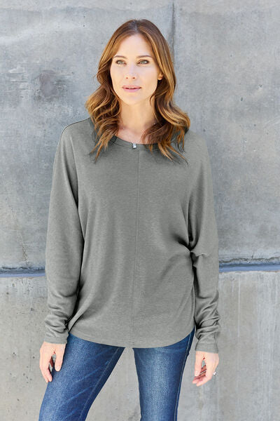 Double Take Round Neck Long Sleeve Top