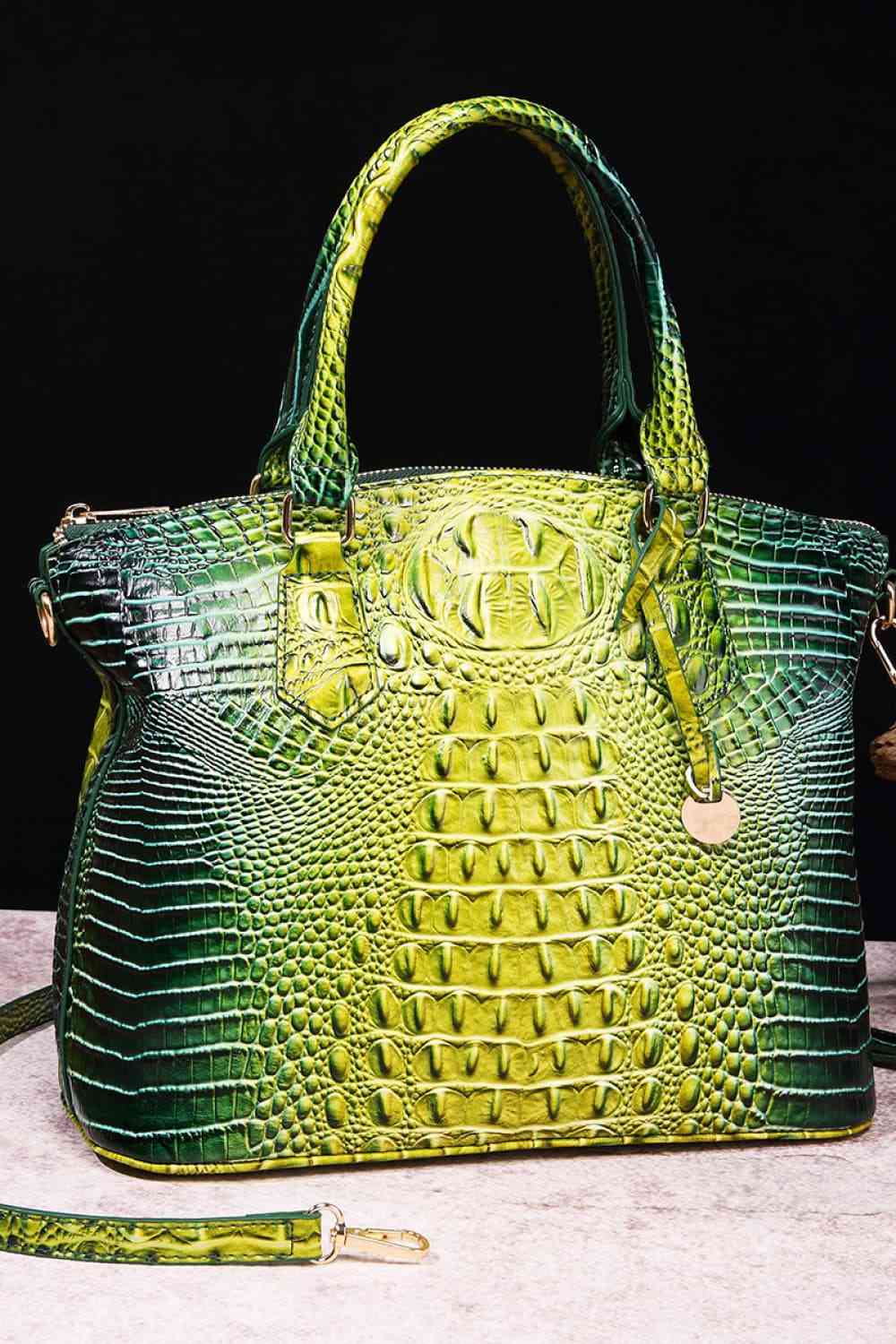 Gradient Color Crocodile Leather Handbag