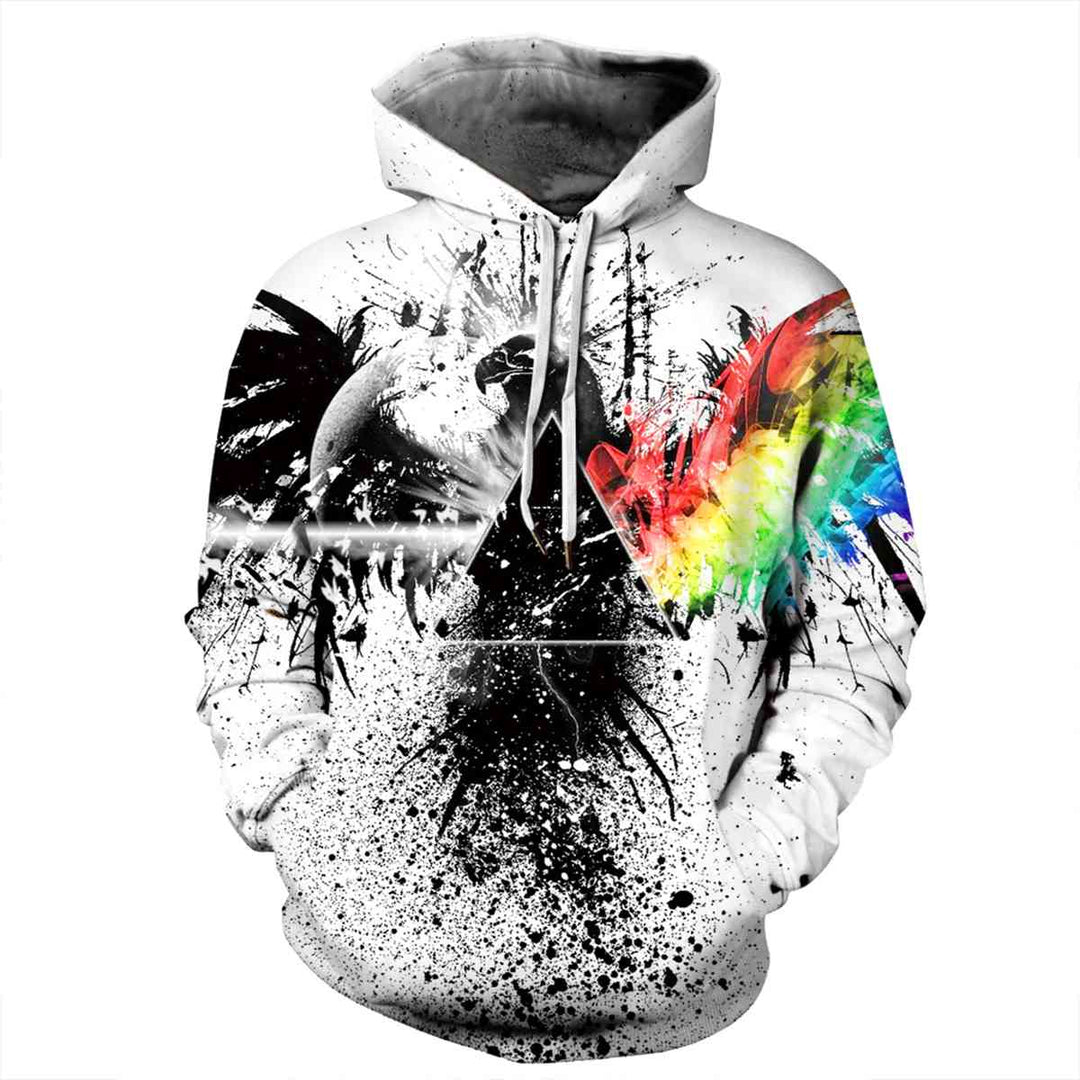 Printed Drawstring Hoodie with Pockets