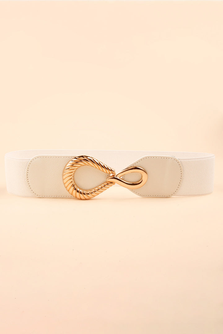 Ribbed Alloy Buckle Elastic Belt