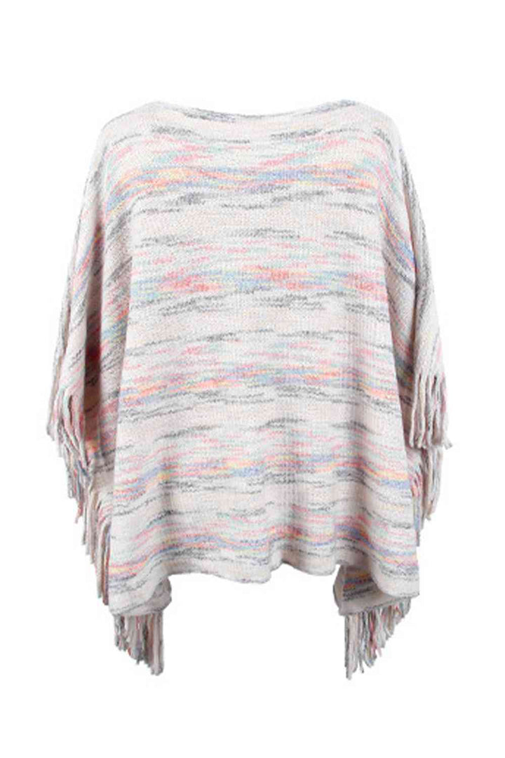 Round Neck Fringe Detail Sleeve Poncho