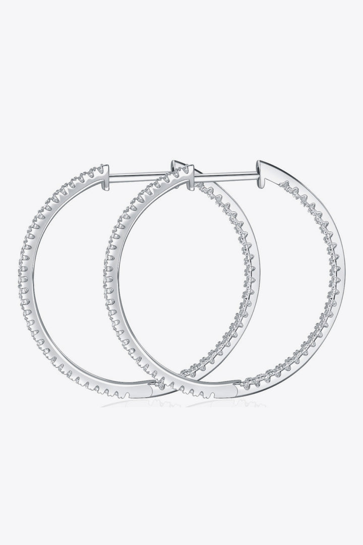 Inlaid Moissanite 925 Sterling Silver Hoop Earrings