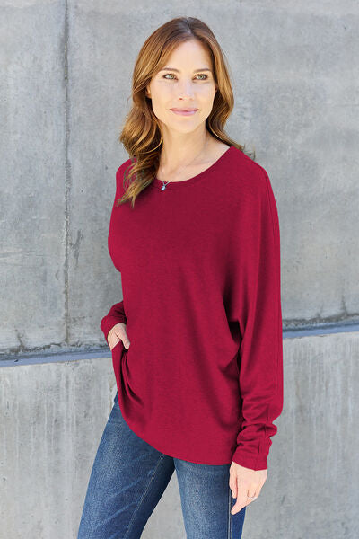 Double Take Round Neck Long Sleeve Top