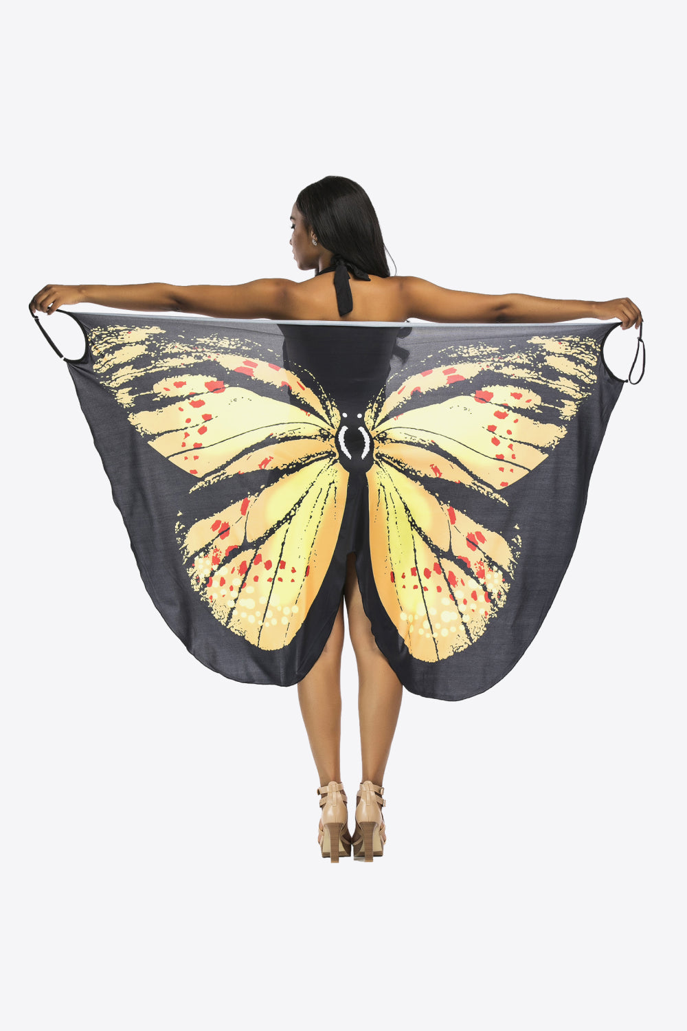 Butterfly Spaghetti Strap Cover Up-Yellow