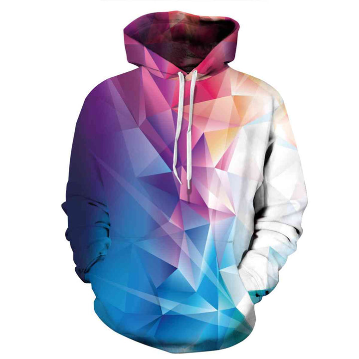 Geometric Drawstring Hoodie with Pockets