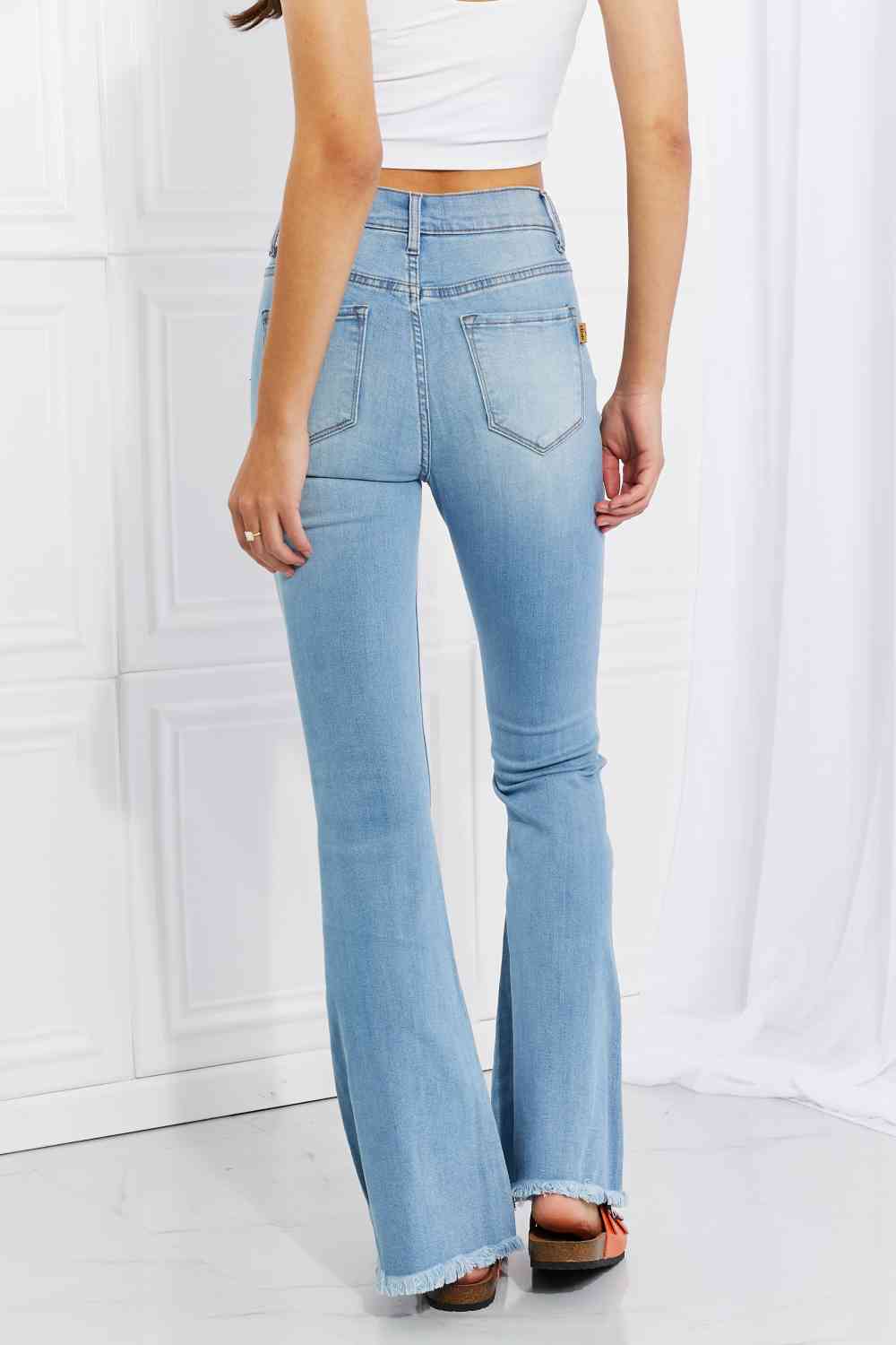 Vibrant MIU Jess Button Flare Jeans