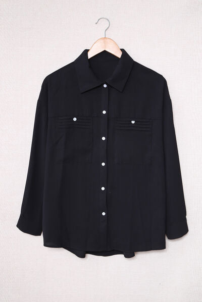 Button Up Collared Neck Long Sleeve Shirt