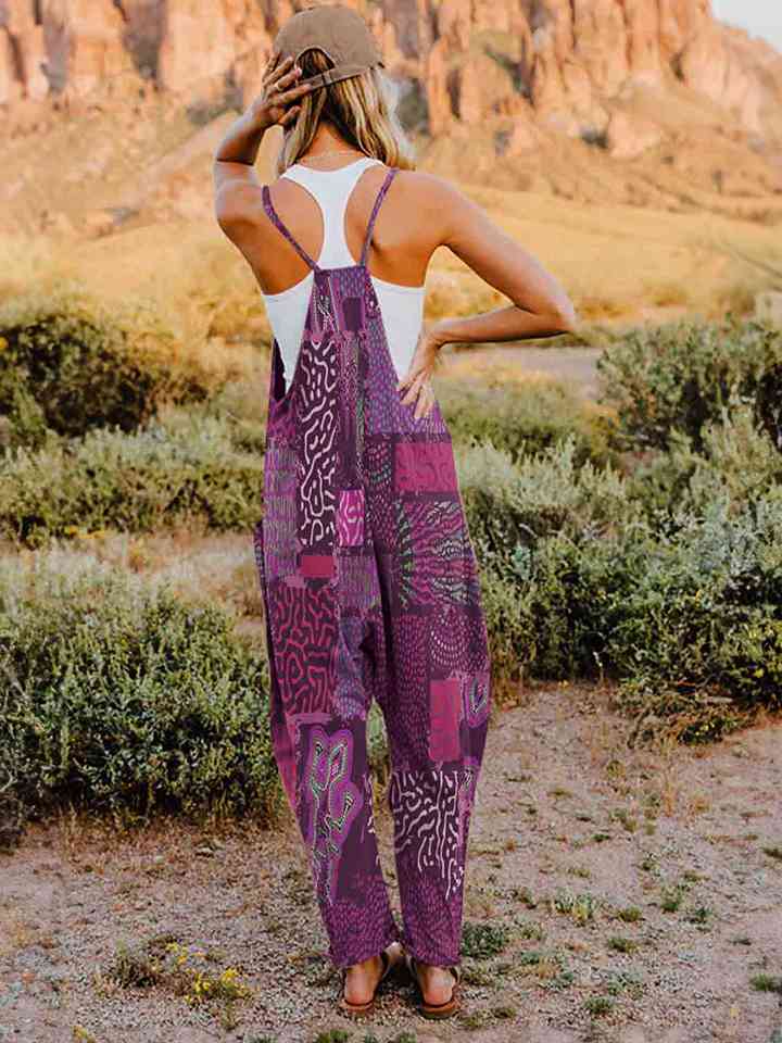 Printed V-Neck Sleeveless Jumpsuit