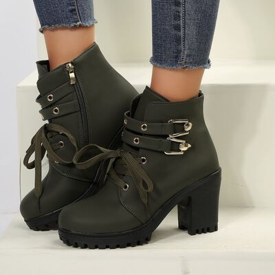 Round Toe Block Heel Boots