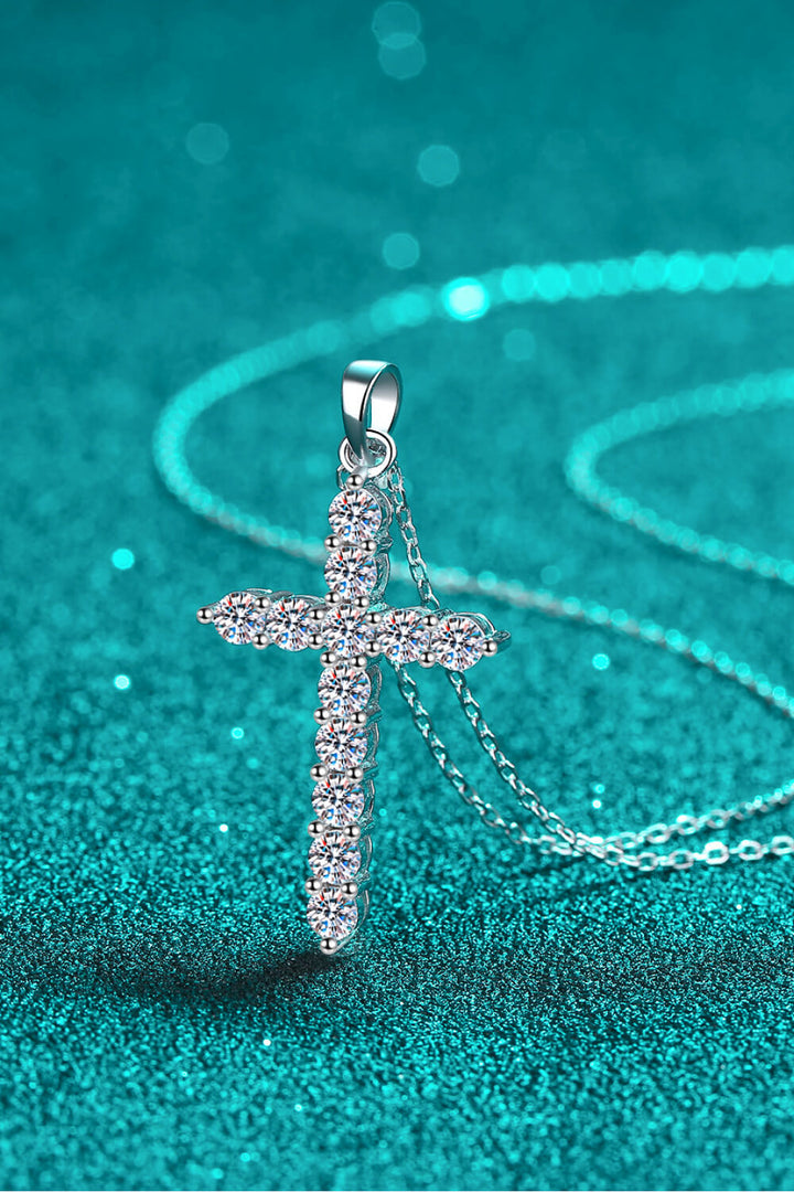 925 Sterling Silver Cross Moissanite Necklace