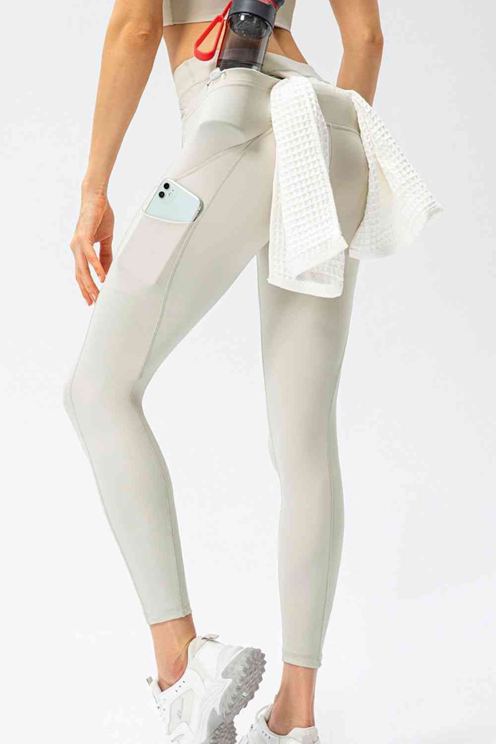 Slim Fit High Waist Long Sports Pants with Pockets