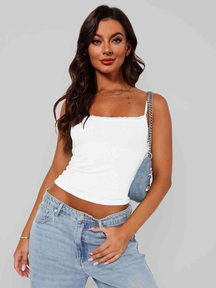 Lace Trim Straight Neck Cami