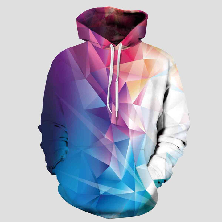 Geometric Drawstring Hoodie with Pockets