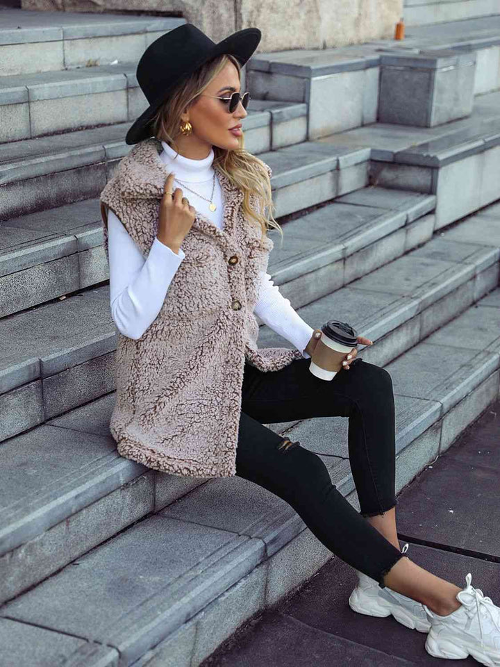 Button Down Collared Neck Vest