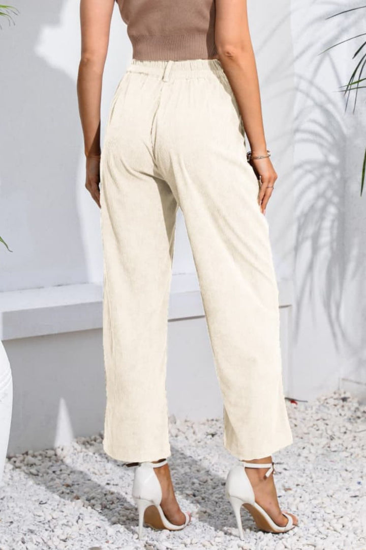 Buttoned  Straight Hem Long Pants