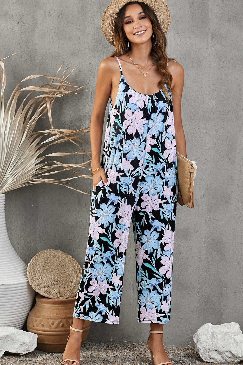 Floral Print Jumpsuit | Women's Cropped Jumpsuit | Love & Payne