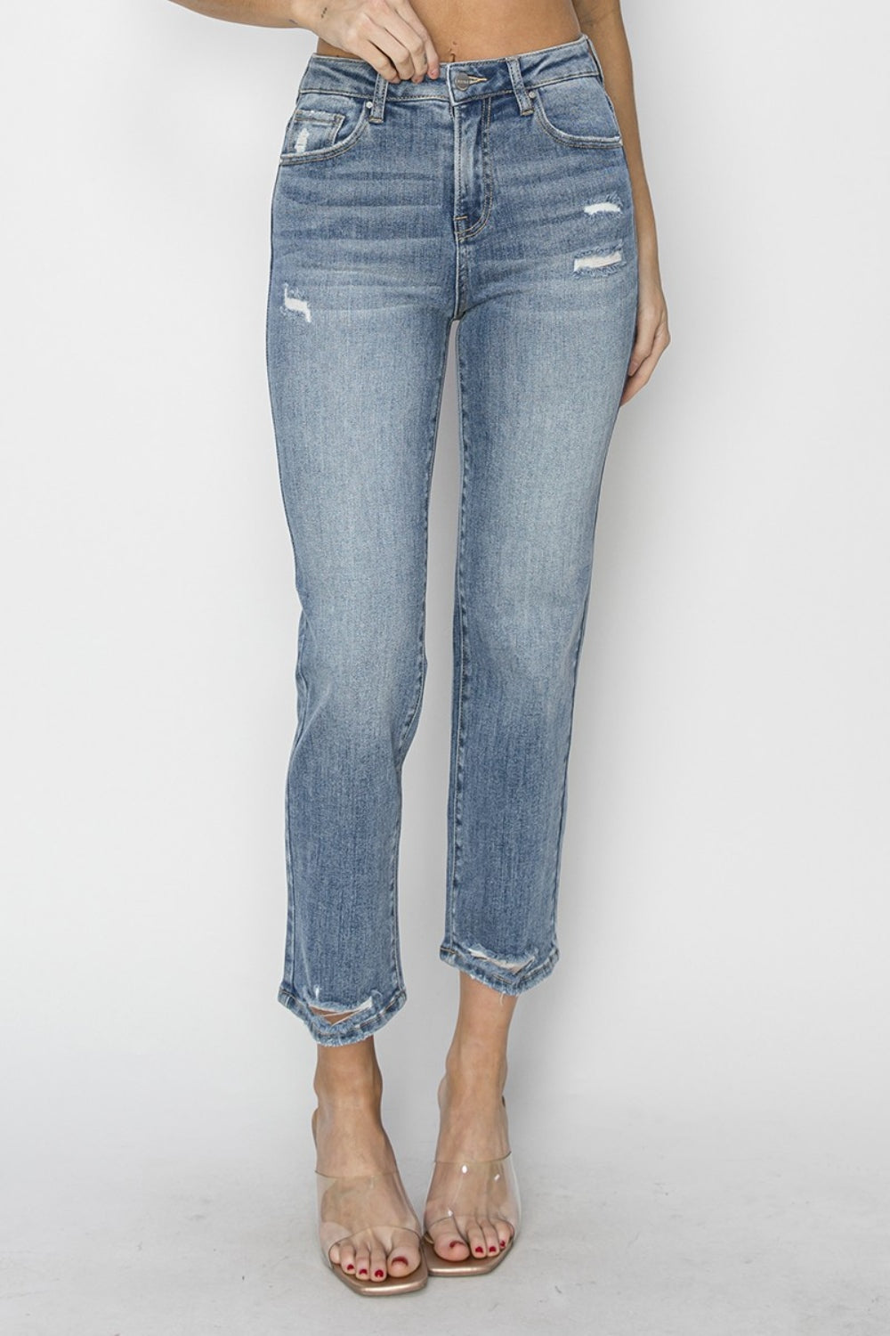 Distressed Cropped Jeans | Distressed Denim Pants | Love & Payne