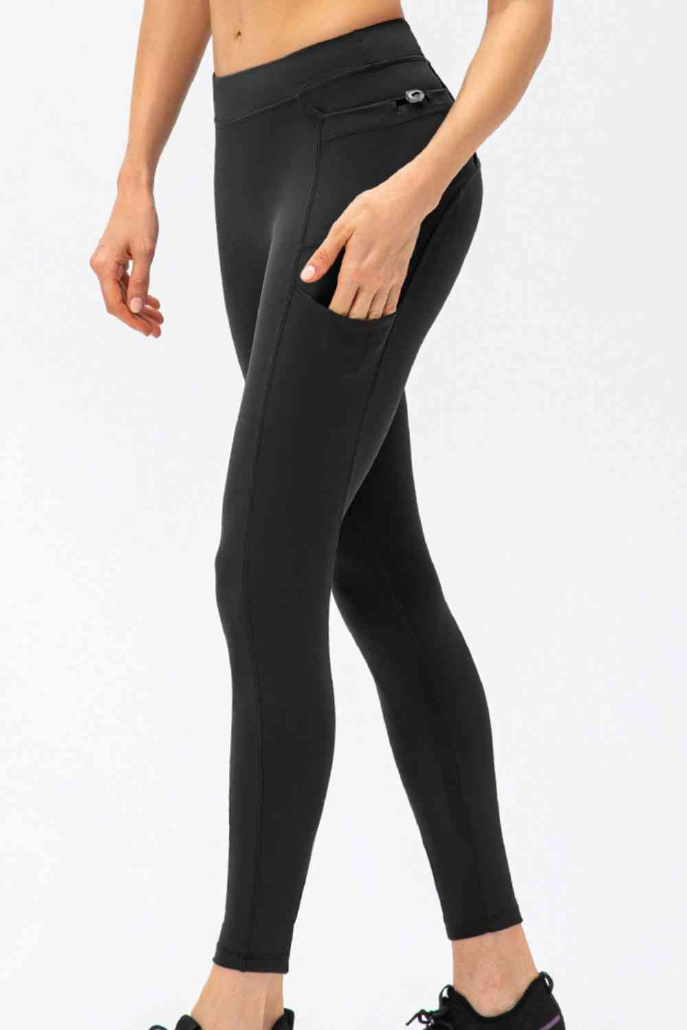 Slim Fit High Waist Long Sports Pants with Pockets