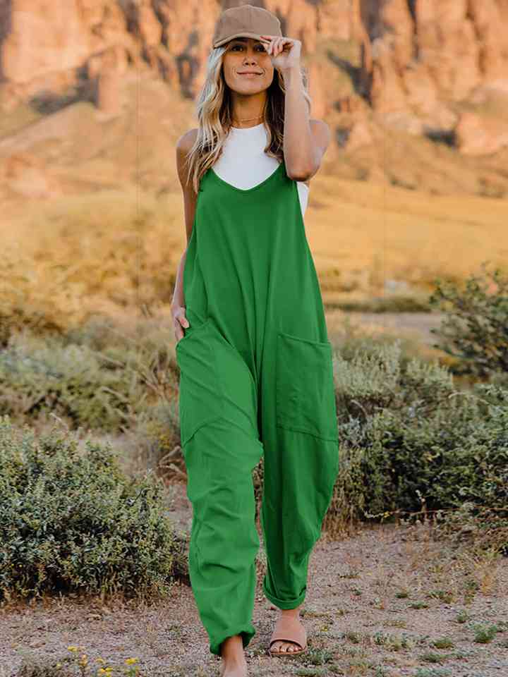 Double Take Sleeveless V-Neck Pocketed Jumpsuit