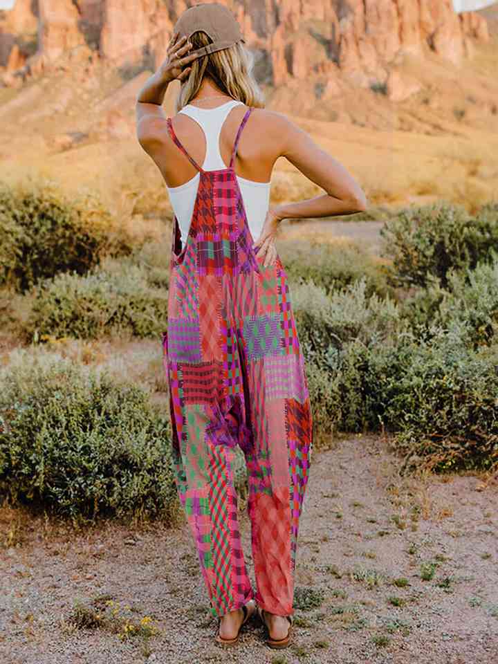 Printed V-Neck Sleeveless Jumpsuit