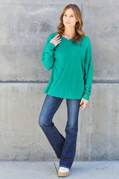 Double Take Round Neck Long Sleeve Top