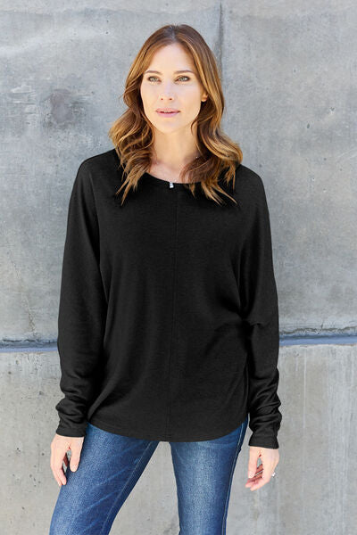 Double Take Round Neck Long Sleeve Top