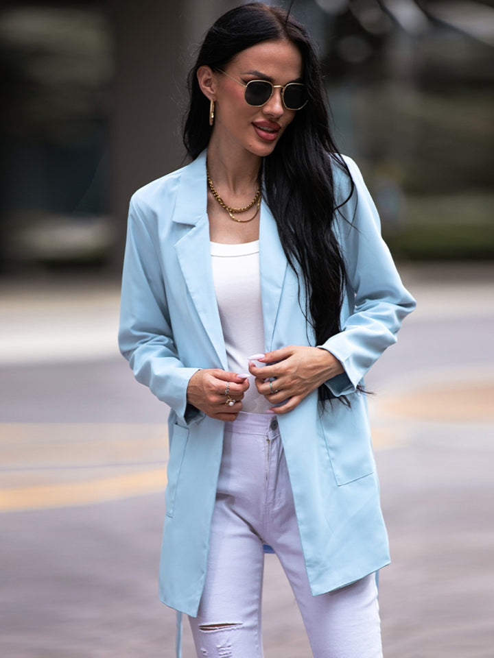 Tie Waist Long Sleeve Blazer