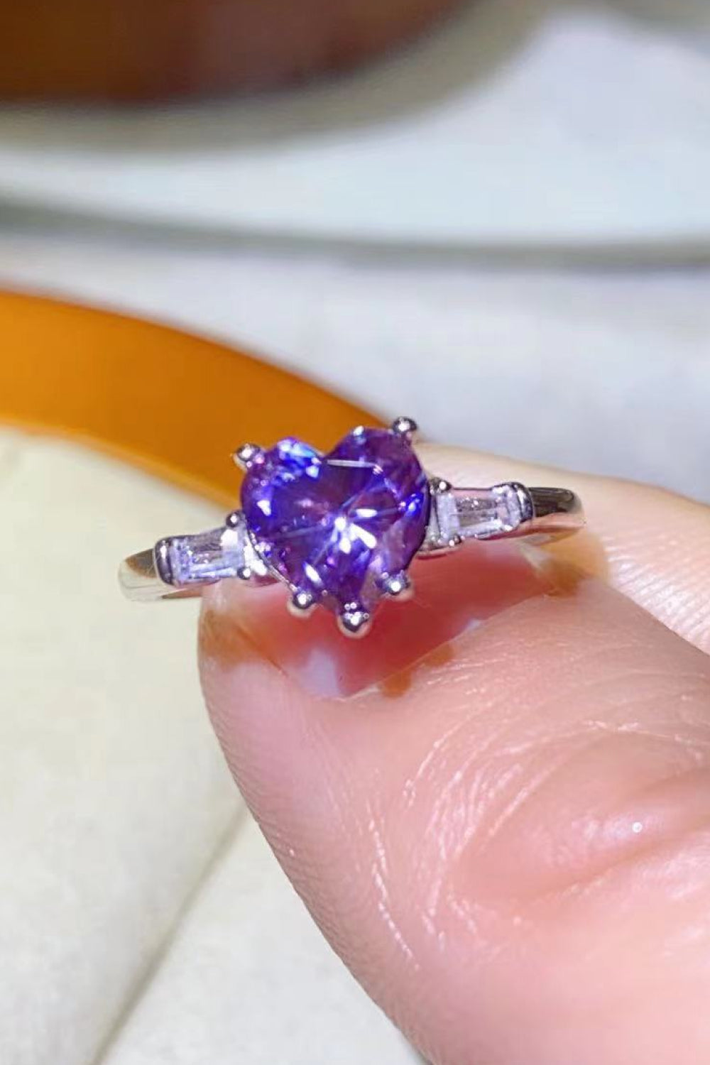 Purple Moissanite Ring | Purple Heart Ring | Love & Payne