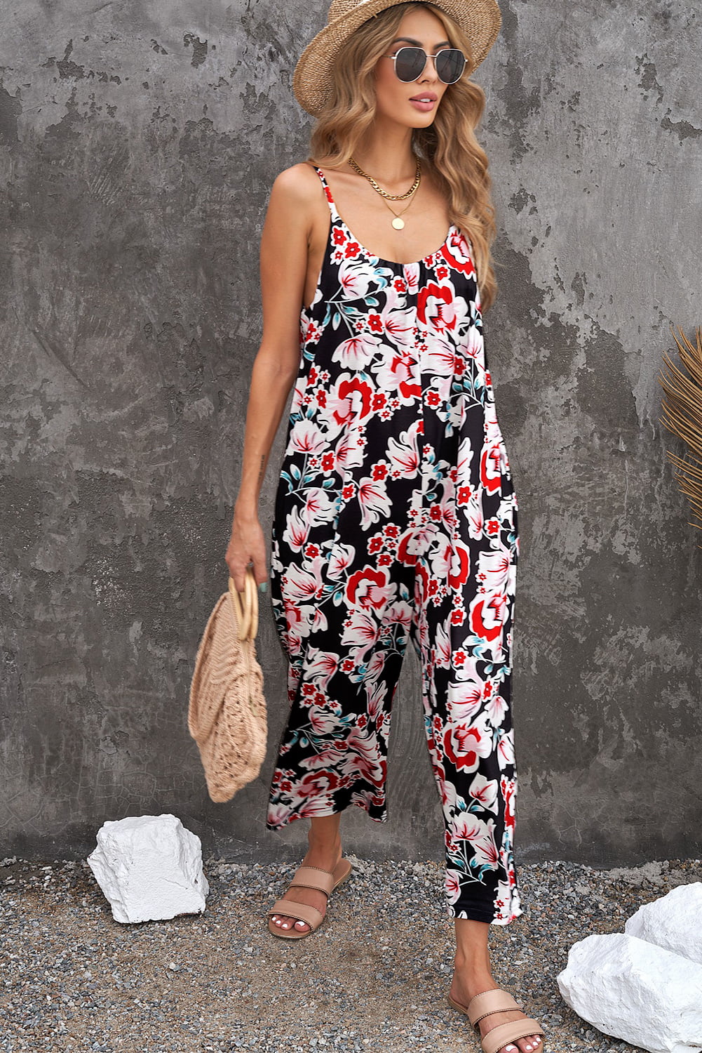 Floral Print Jumpsuit | Women's Cropped Jumpsuit | Love & Payne