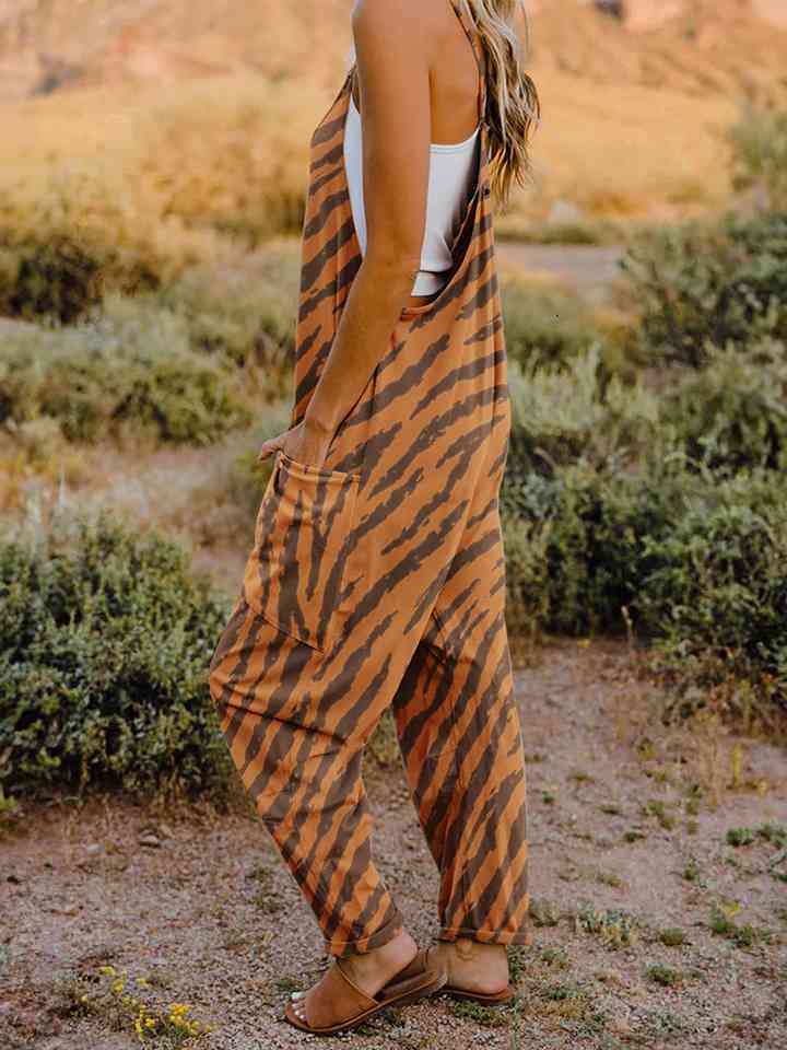 Printed V-Neck Sleeveless Jumpsuit