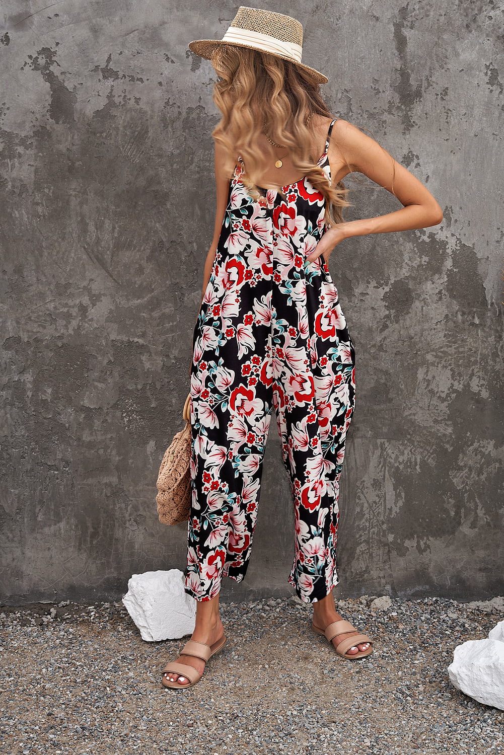 Floral Print Jumpsuit | Women's Cropped Jumpsuit | Love & Payne