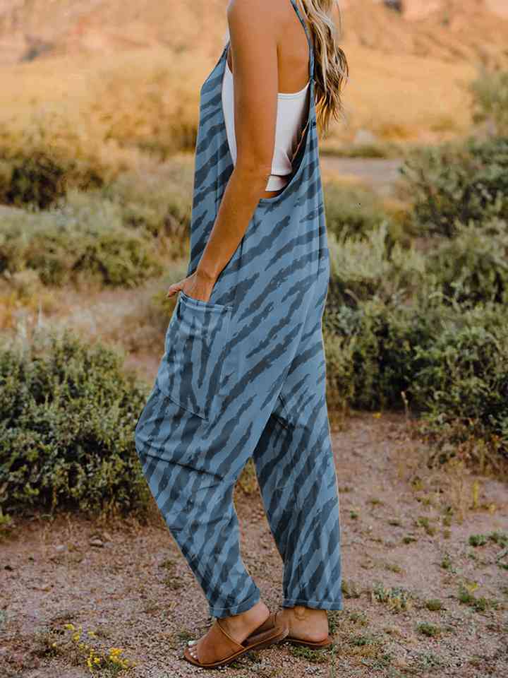 Printed V-Neck Sleeveless Jumpsuit