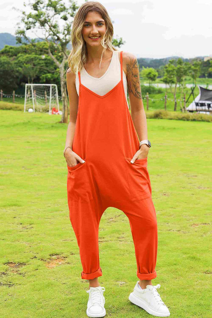 Double Take Sleeveless V-Neck Pocketed Jumpsuit