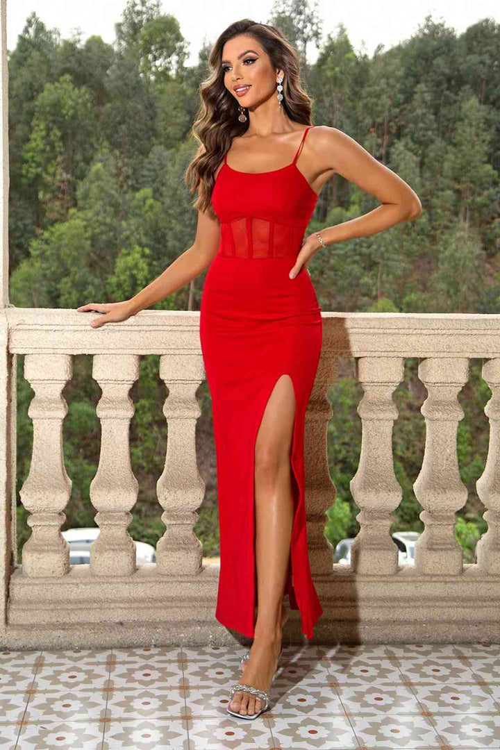 Spaghetti Strap Split Evening Dress