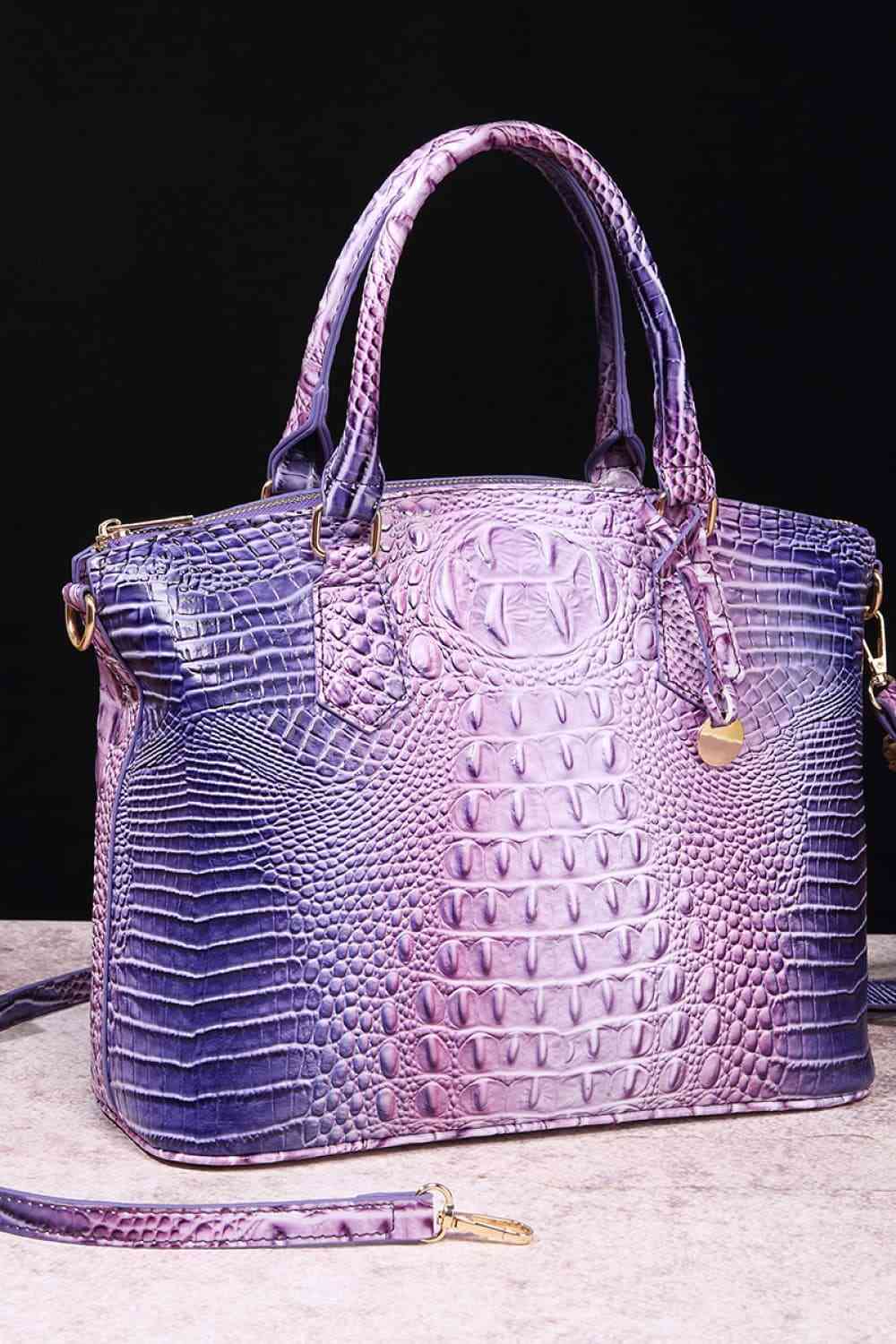 Gradient Color Crocodile Leather Handbag