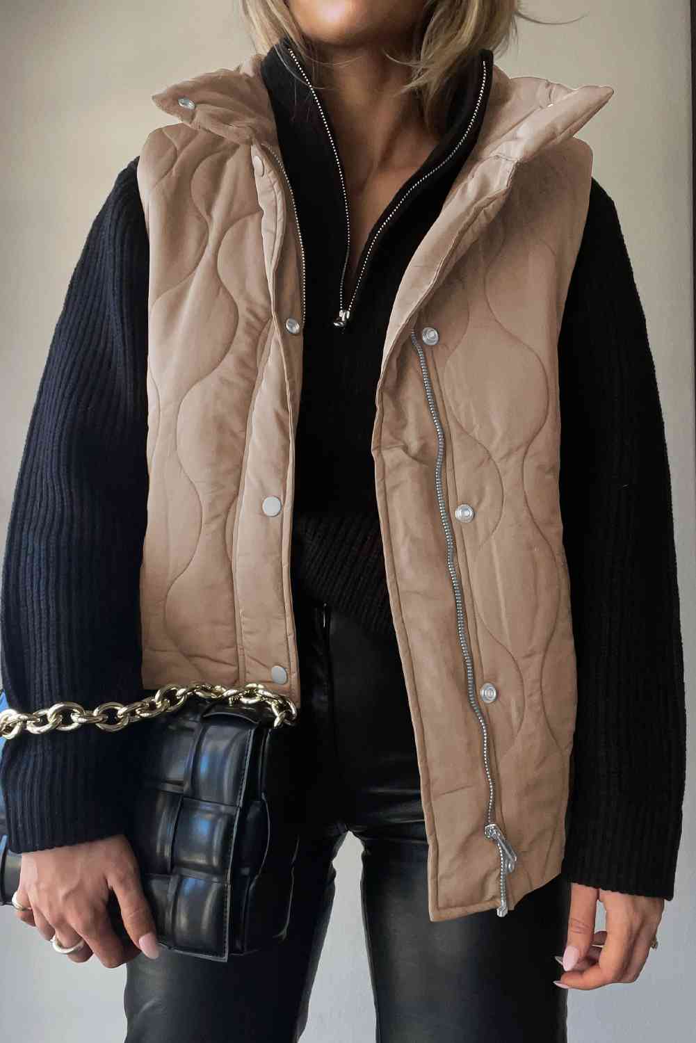 Collared Neck Vest with Pockets